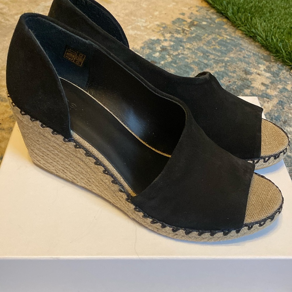 Vince Black Espadrille Wedge, 10M